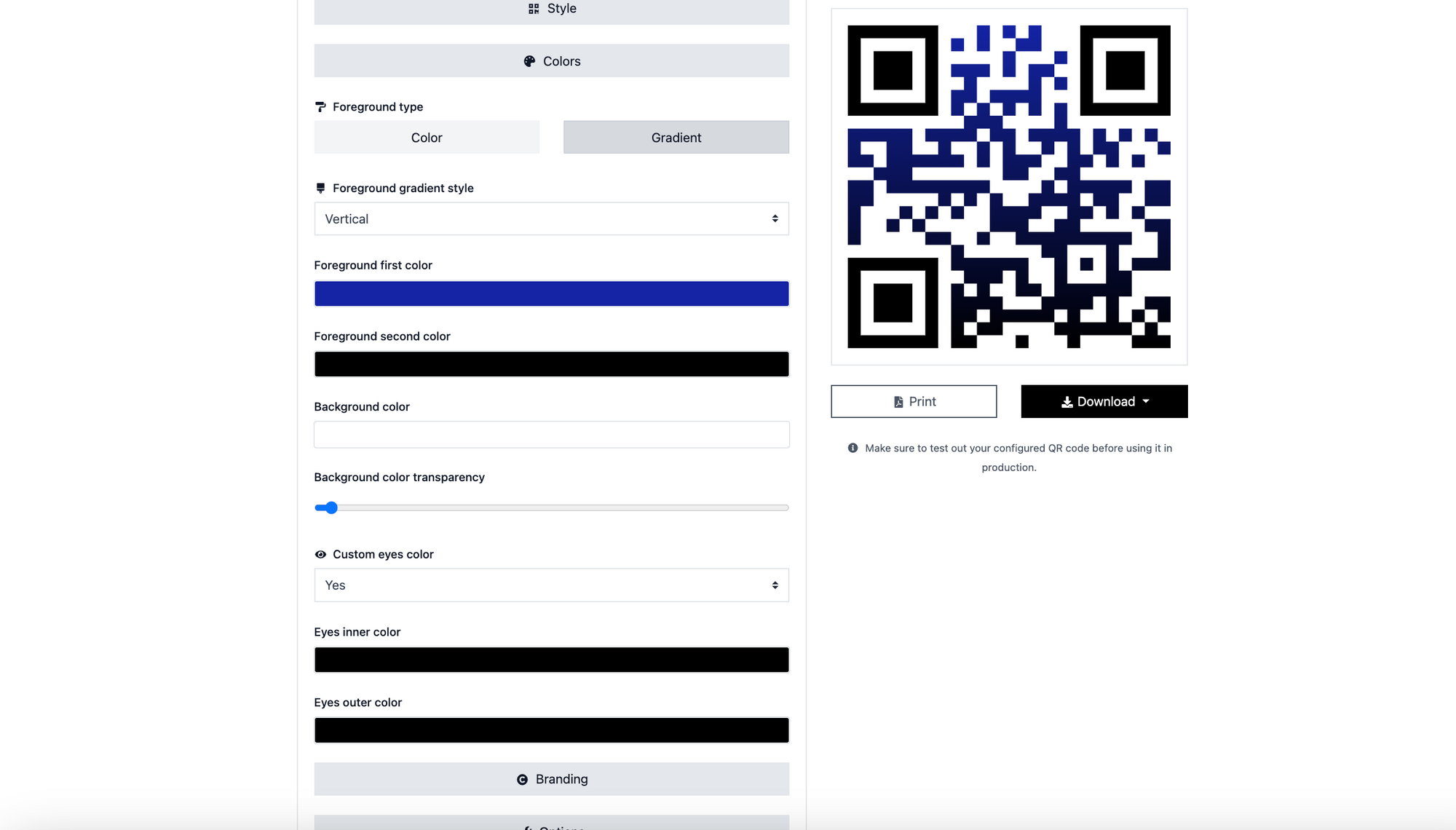 a screenshot of customizing a URL QR code for LinkedIn on QRCodeDynamic