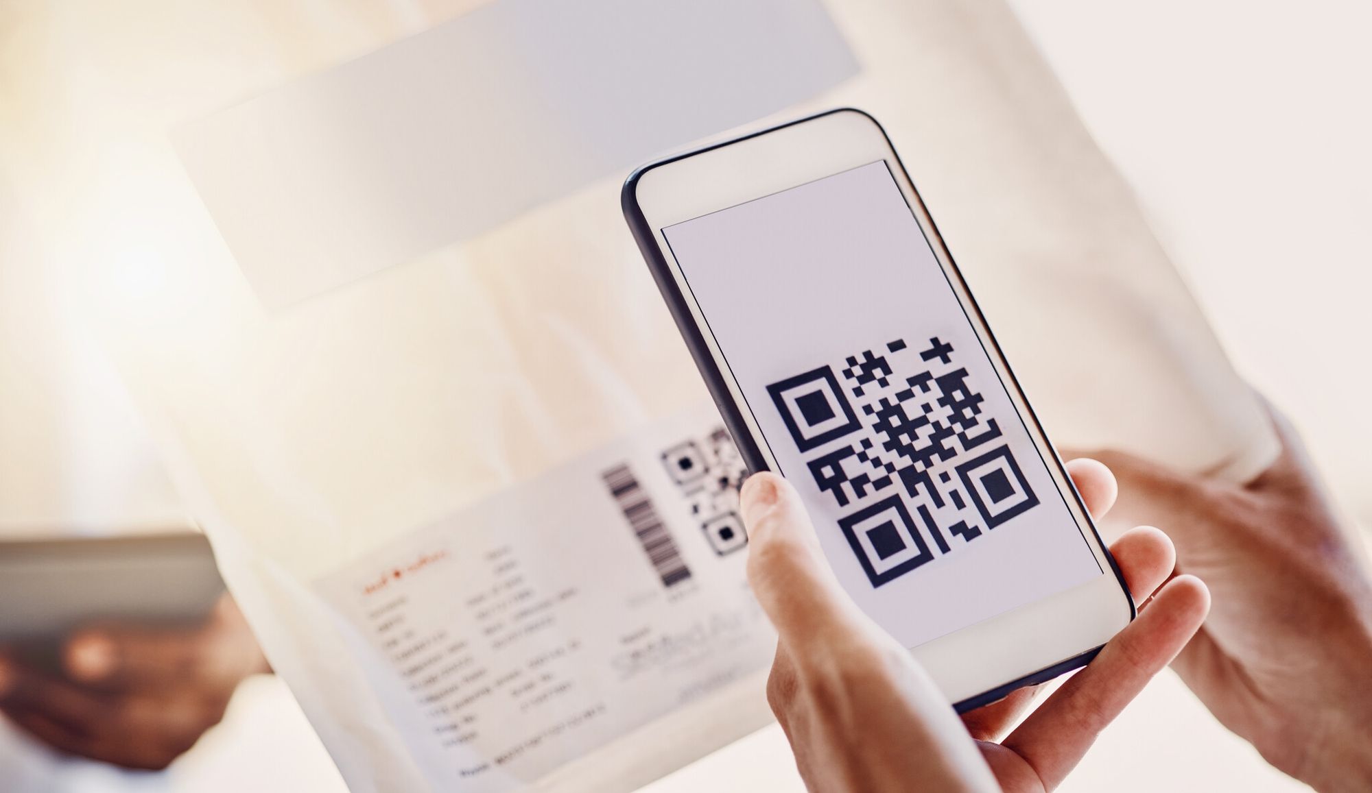 QR code for delivery and phone screen for online payment
