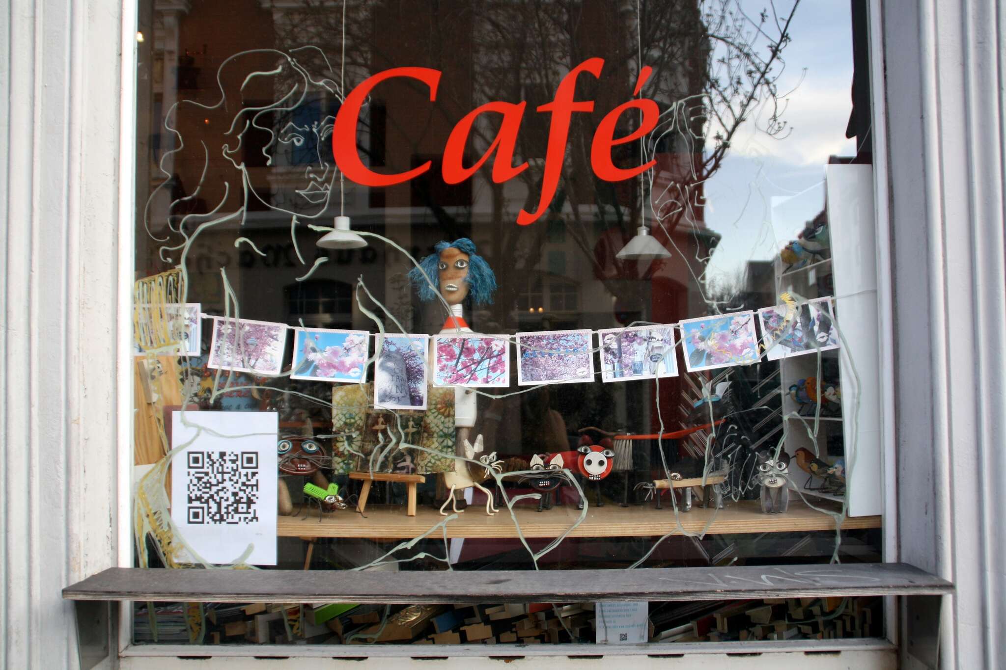 QR code on a cafe window