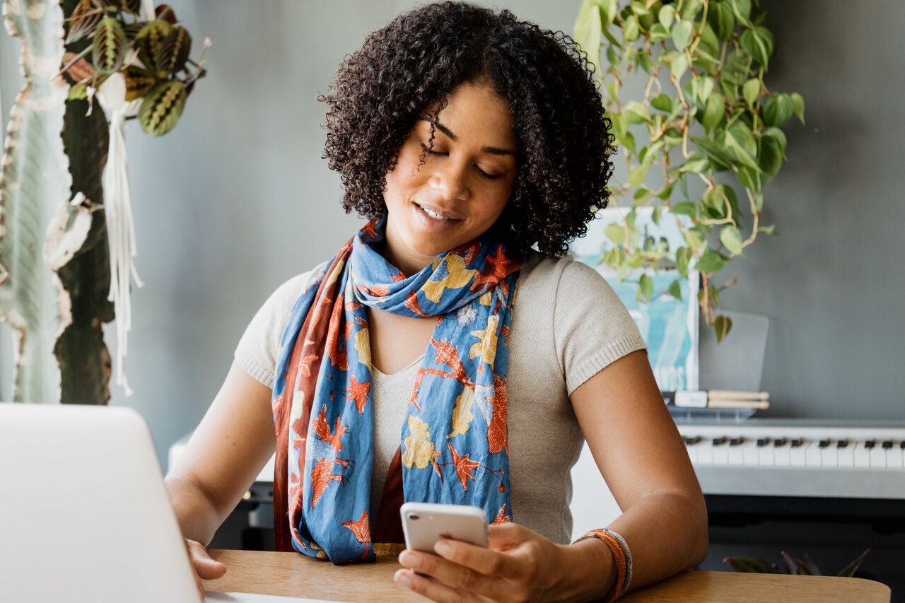 young woman checking her phone