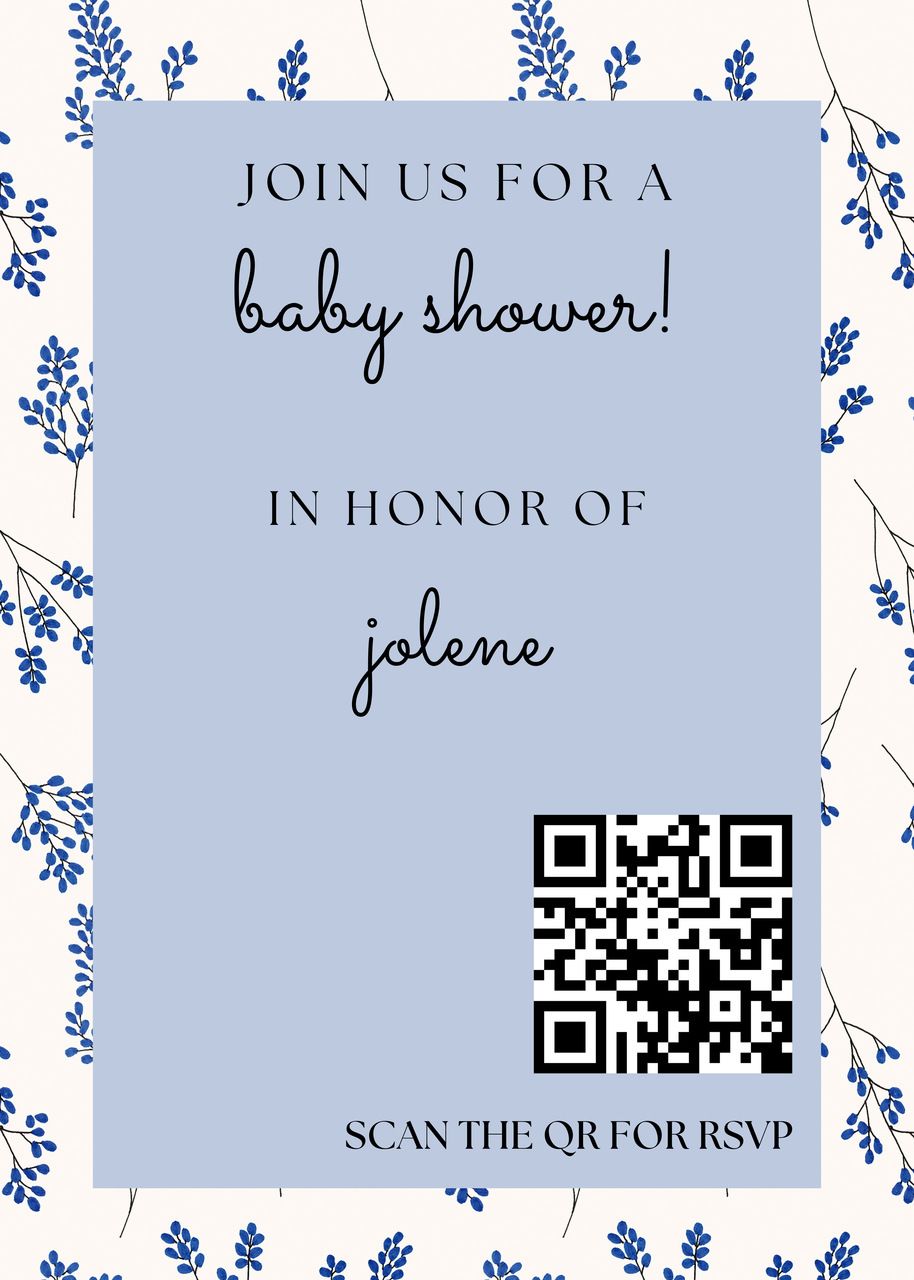 baby shower invitation template with a QR code