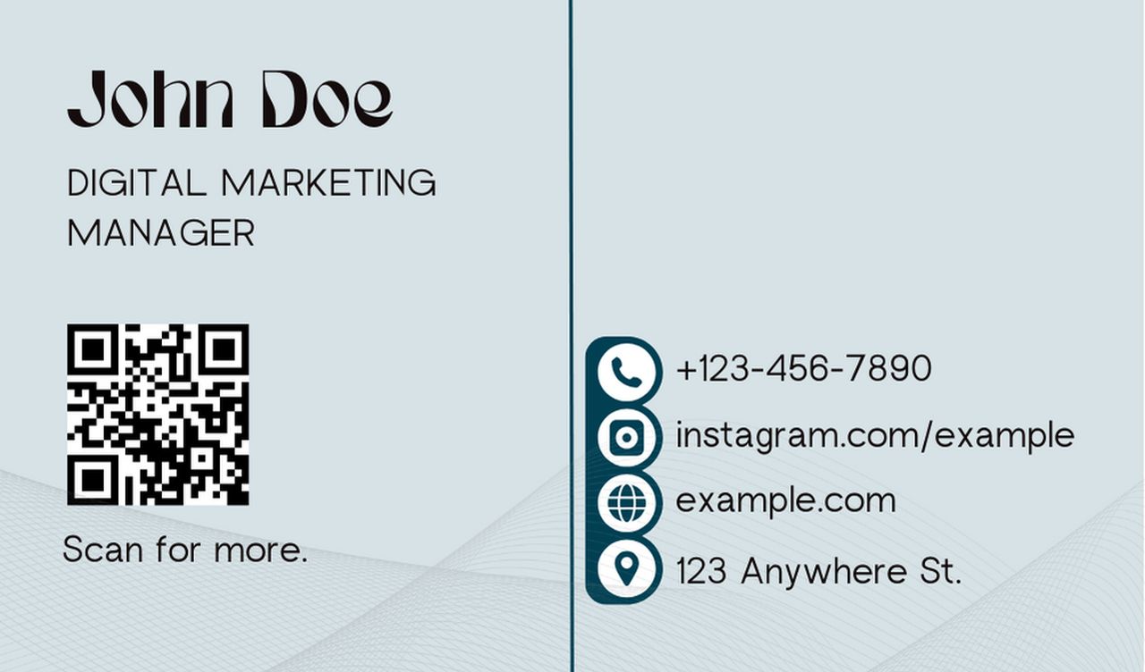 Business Card Template with Contact Details and a QR Code