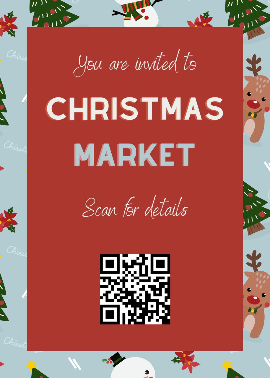 Christmas Market invitation template with a QR code