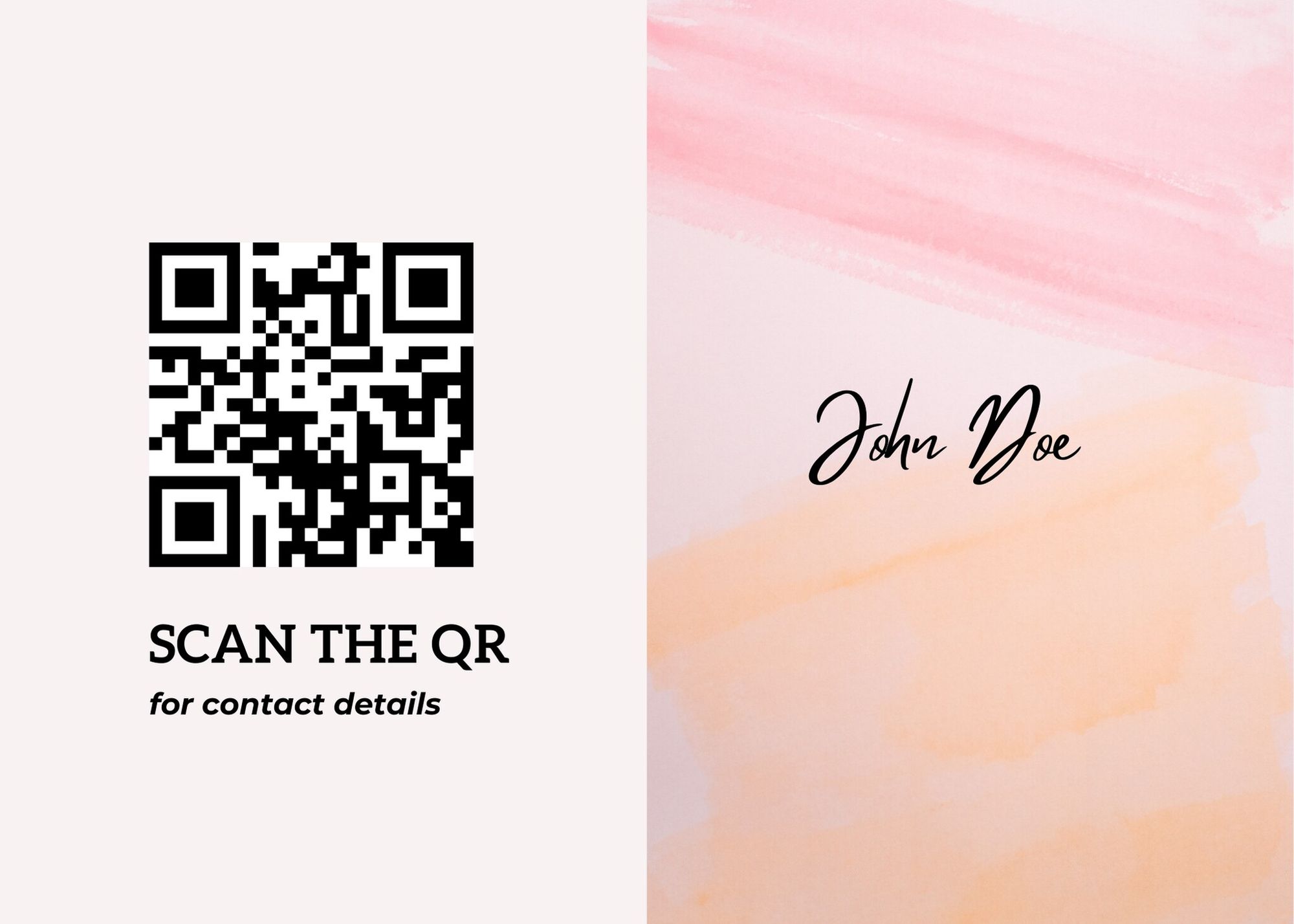 Folded name card design with a QR Code for contact details