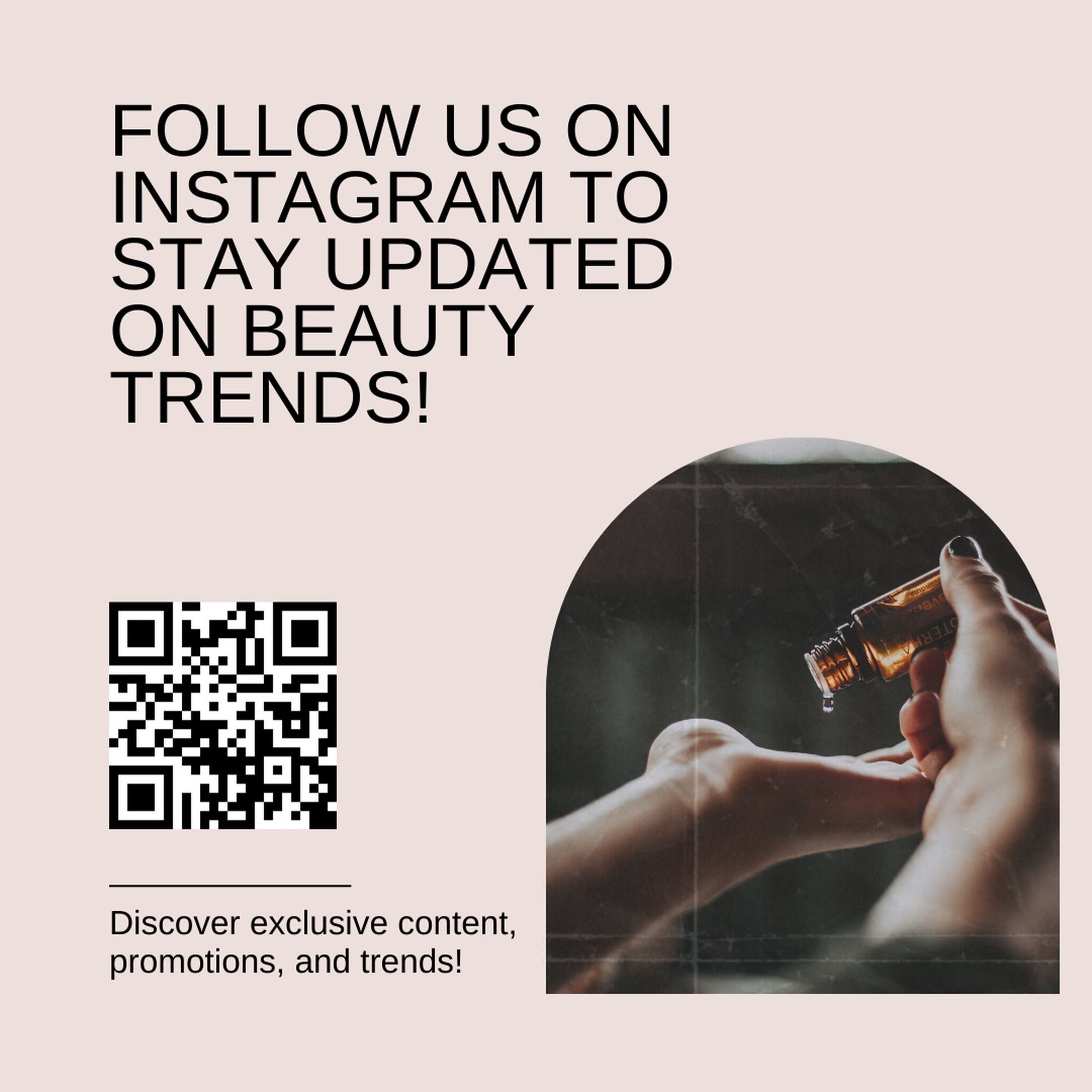 follow us on Instagram template for a beauty company with a QR code