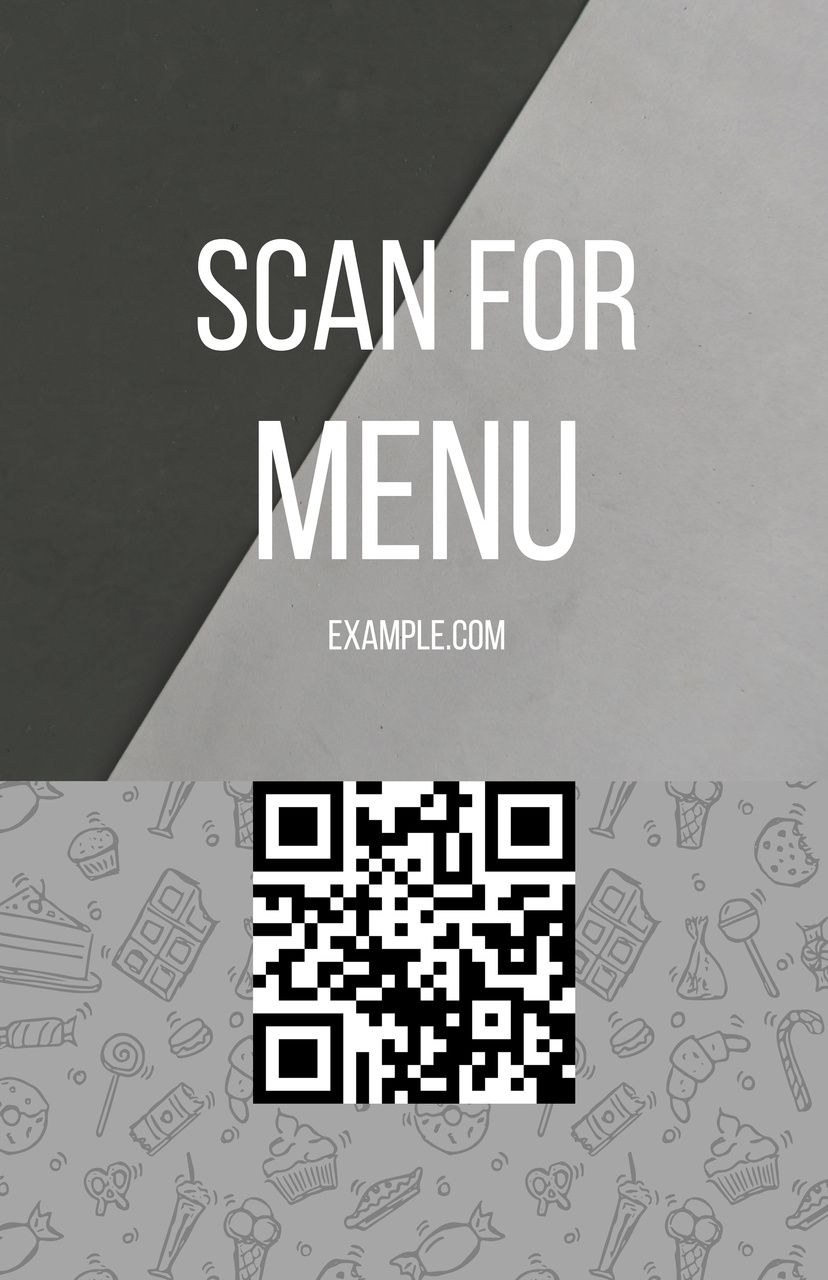 Gray & minimal QR code menu template