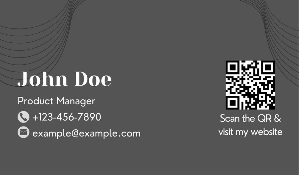 Gray Business Card Template with a QR Code