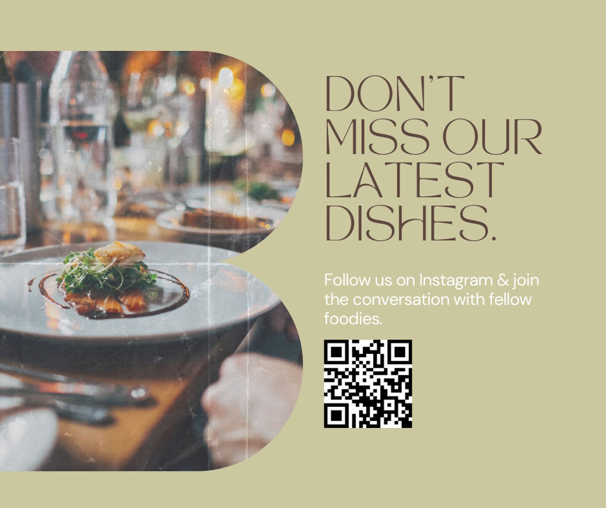 Follow us on Instagram template with a QR Code for a restaurant