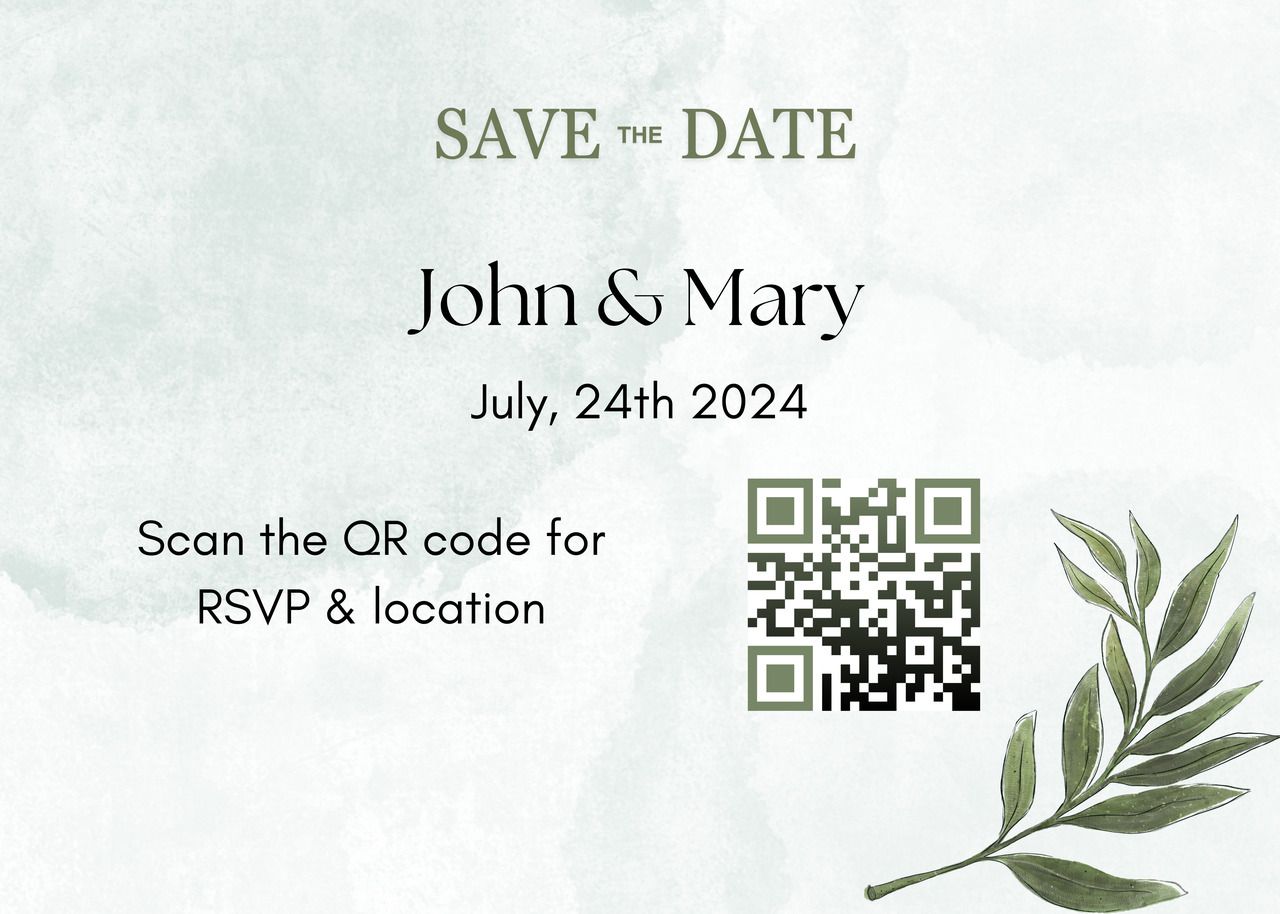 wedding invitation template with a QR code
