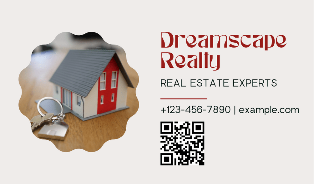 Real estate business card template with a QR code for a real estate company