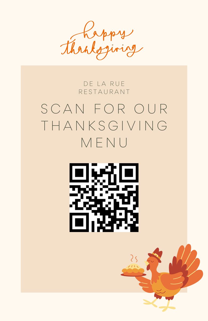 Thanksgiving menu template with a QR code