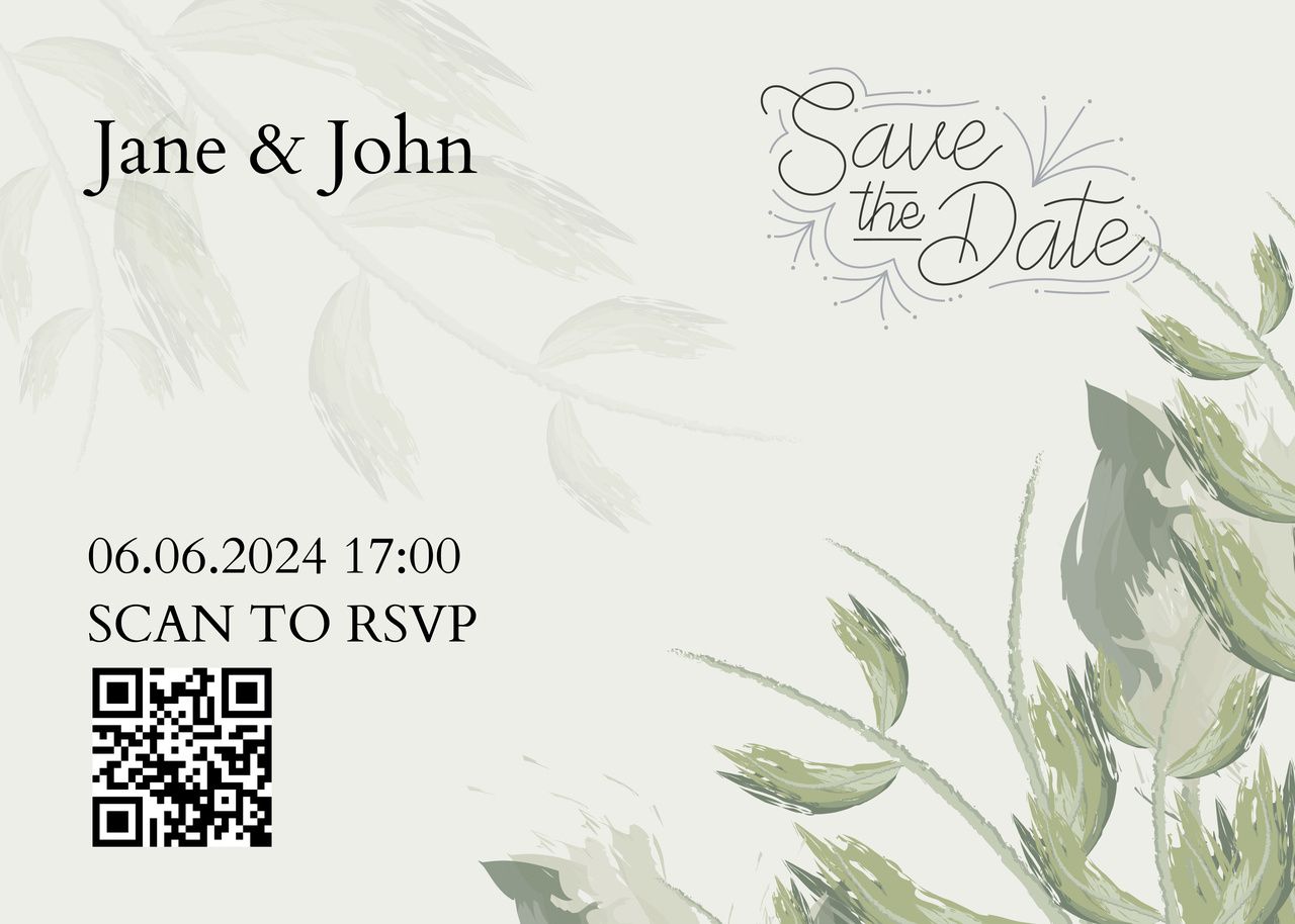 wedding invitation template with a QR code to RSVP