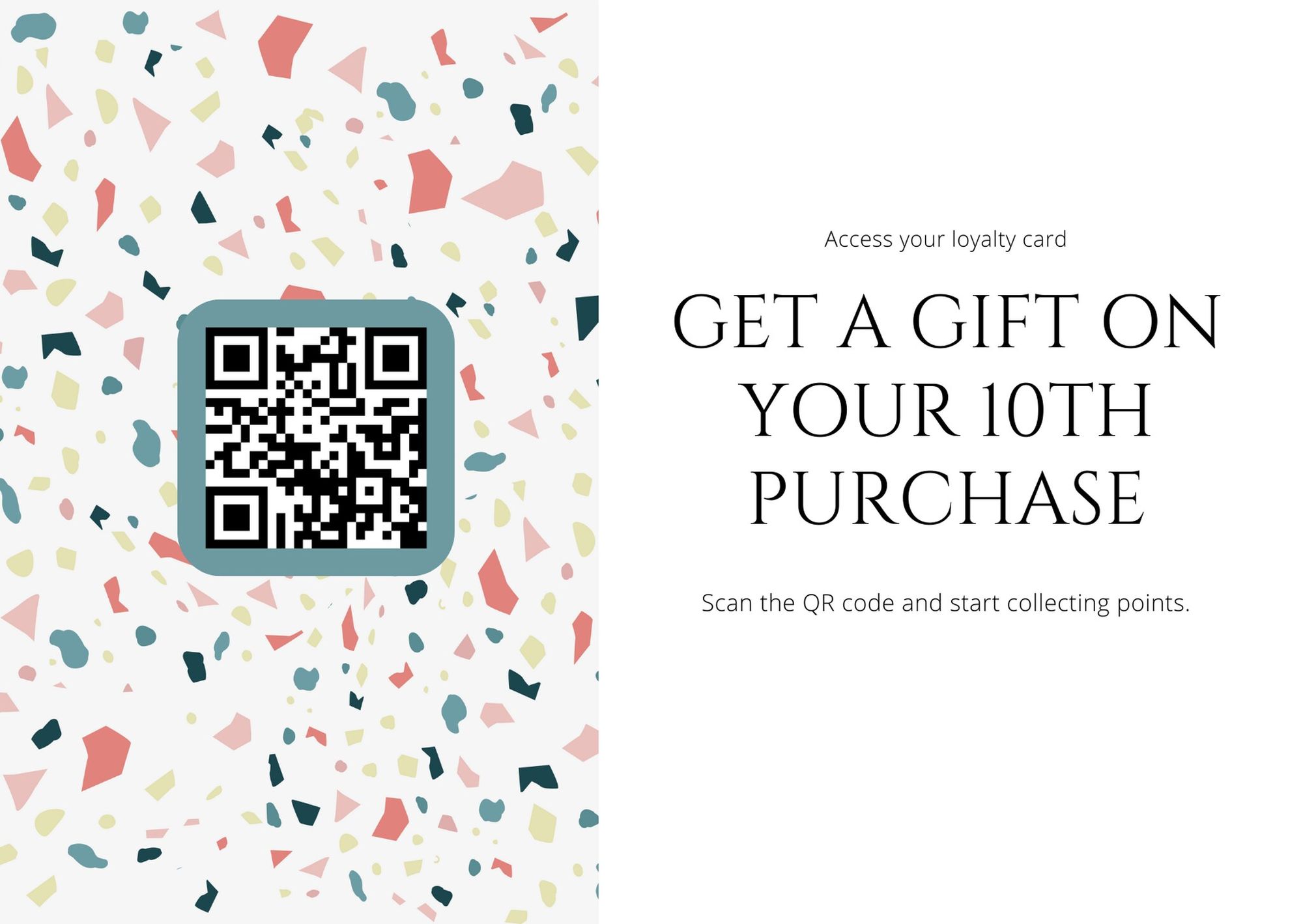colorful loyalty card template with a QR code