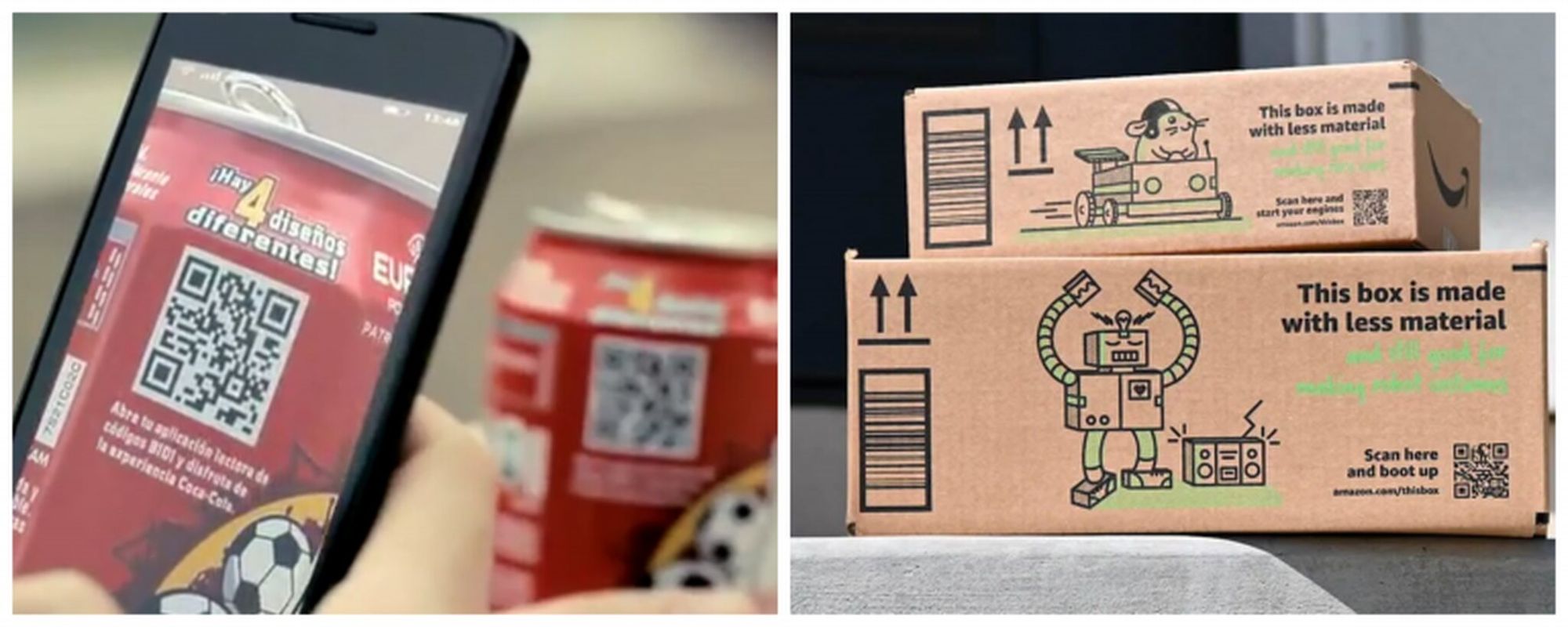 packaging types showcasing QR codes for product packaging