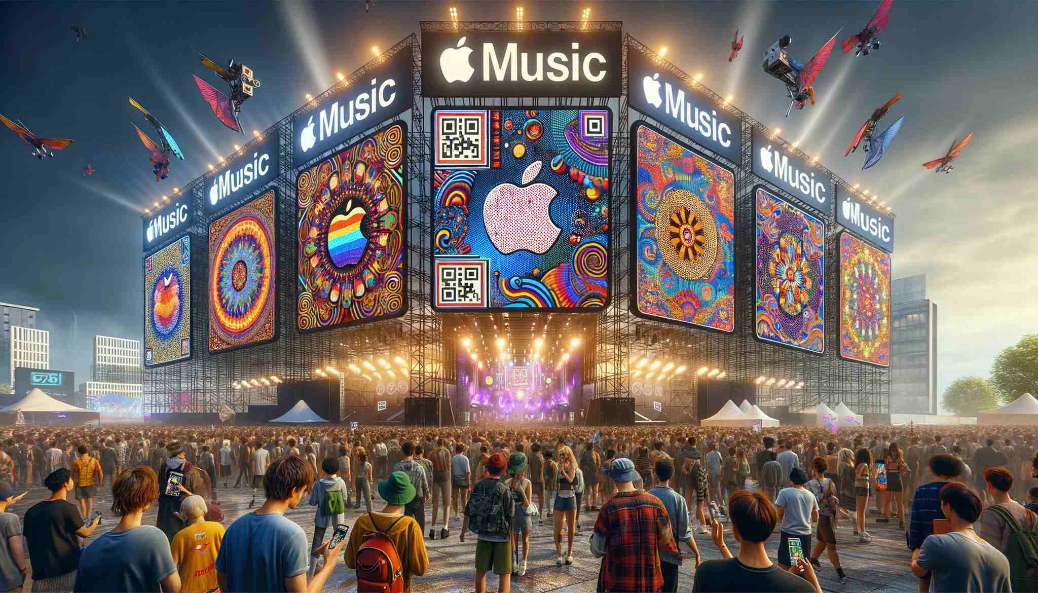 Outdoor music festival with Apple Music QR codes