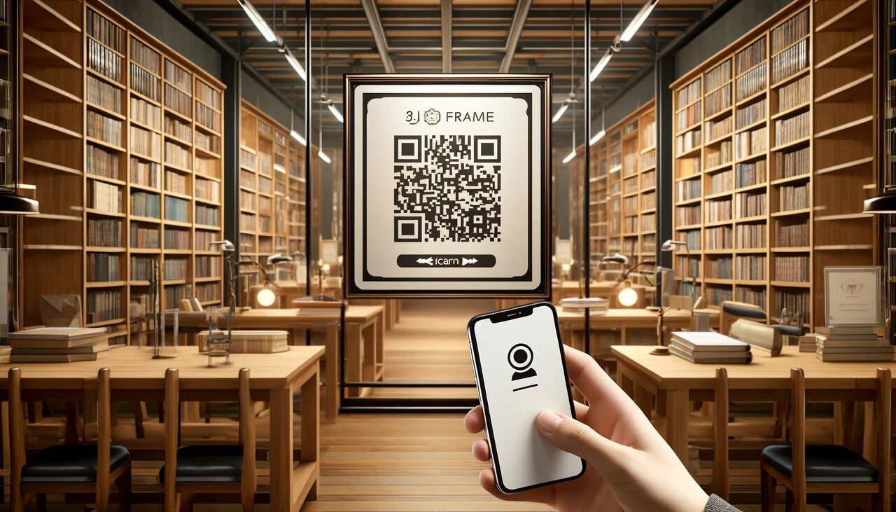 QR code frame used in a public library