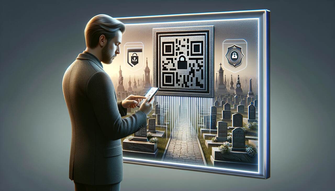 the privacy and security measurements illustrated by a person scanning a QR code