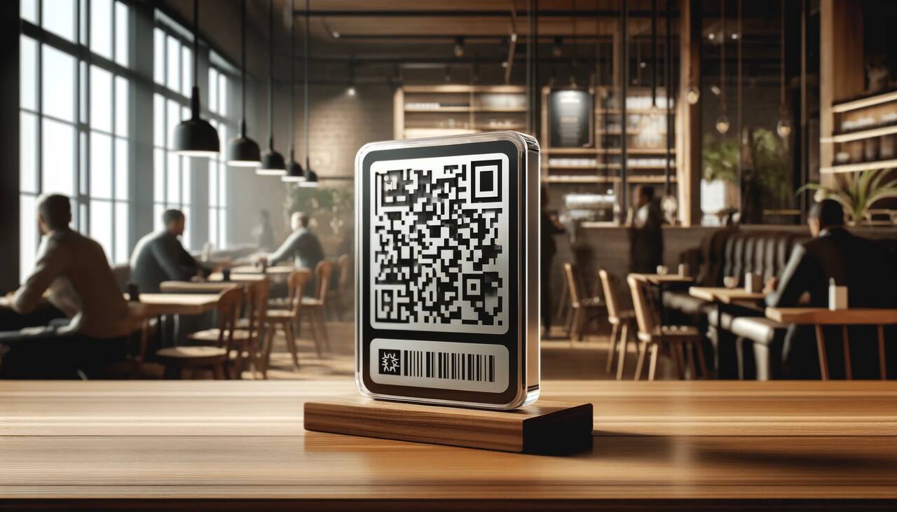 the QR code sticker on a table realistically