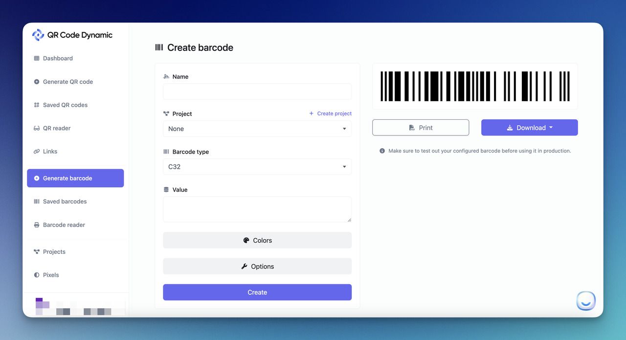 the barcode generation process on QR Code Dynamic's Barcode Generator