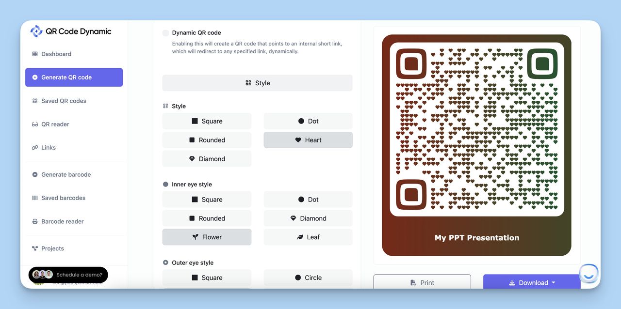 Customising QR Code in PowerPoint with QR Code Dynamic