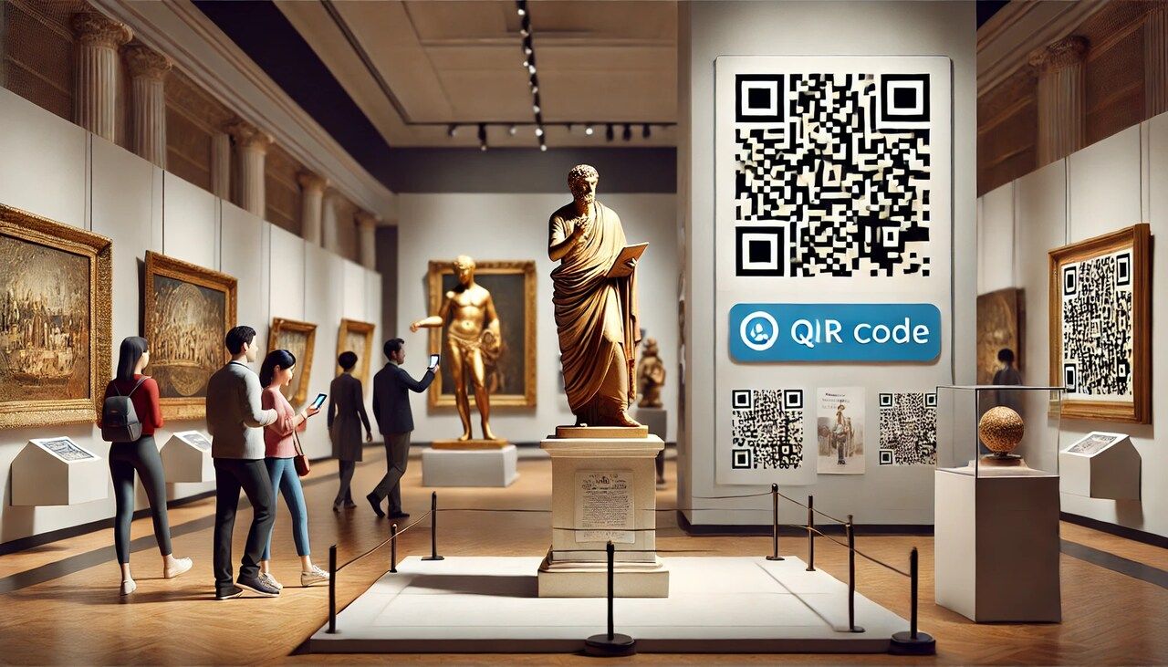 the QR codes and statues for museums