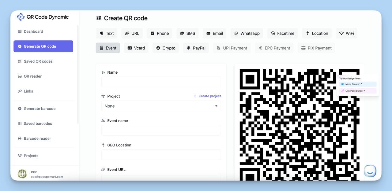 how you can create your Event QR Code with QR Code Dynamic