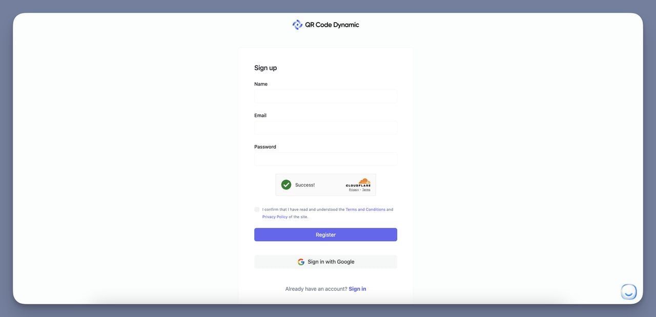Sign Up for QR Code Dynamic