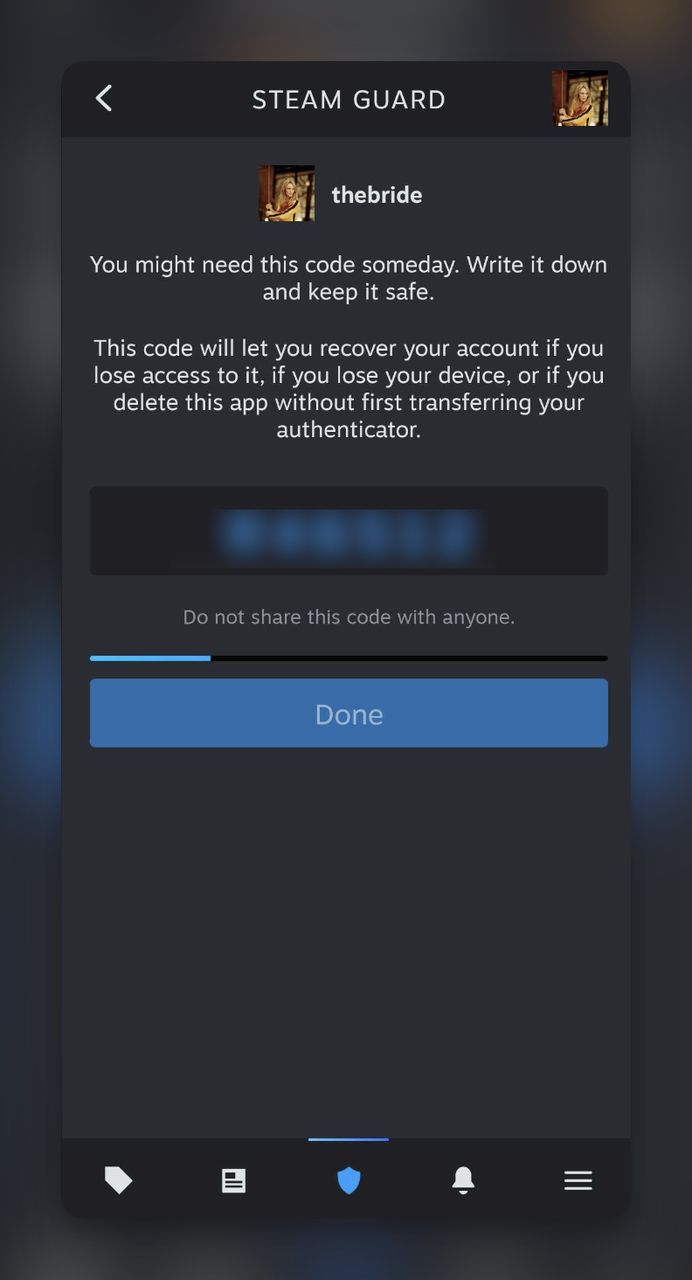 Steam Recovery Code