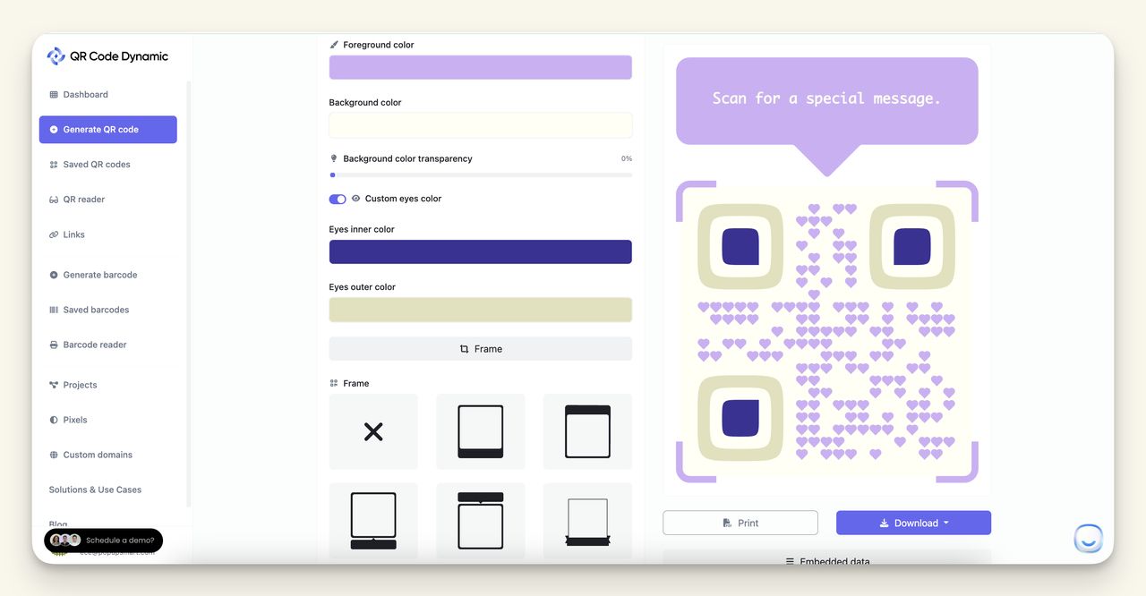 Custimization settings of QR Code