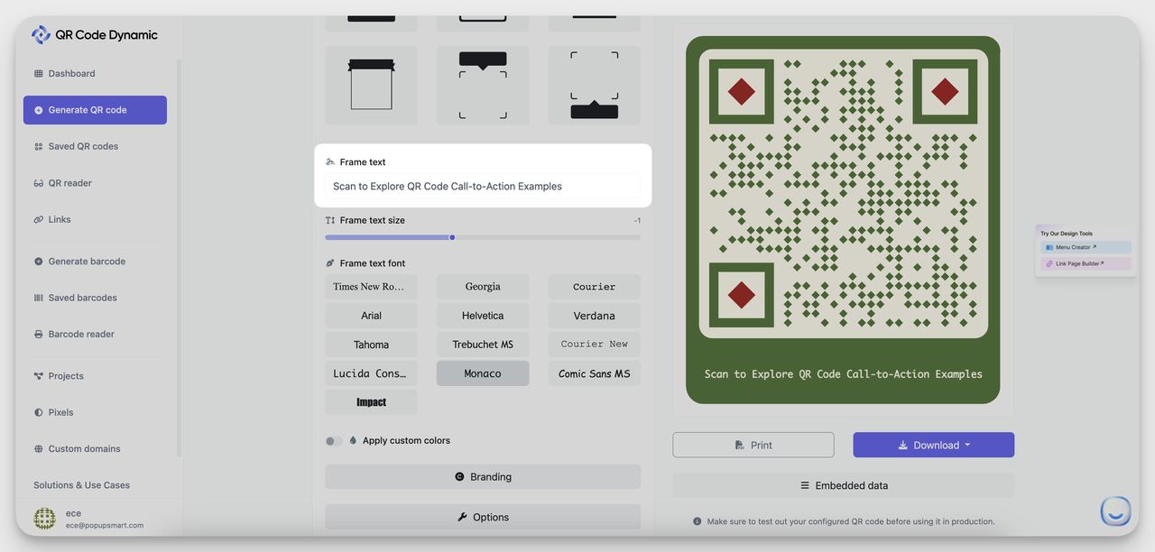 Add a Call to Action (CTA) Frame Step on QRCD