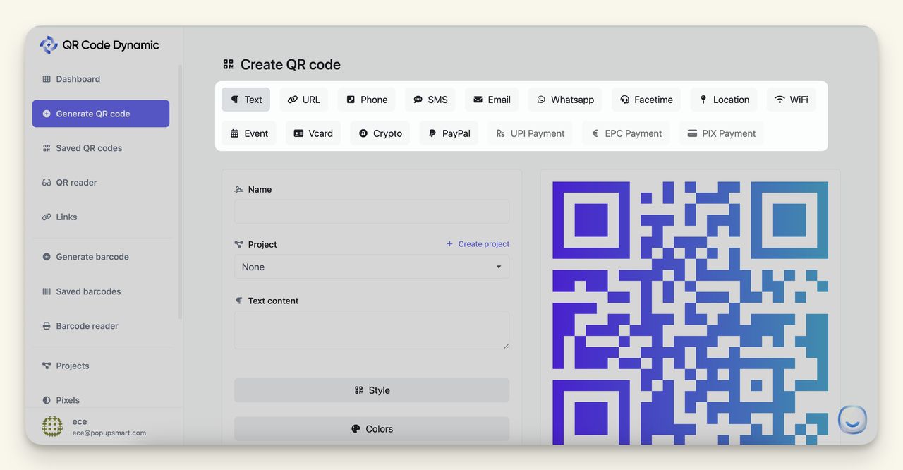 Types of QR Codes on QR Code Dynamic