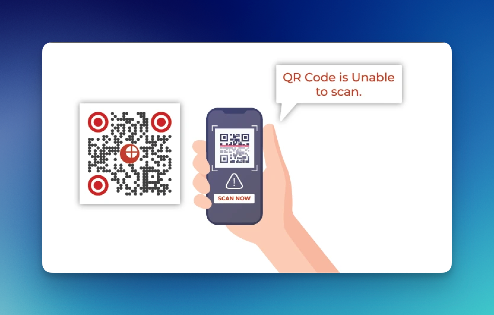 Image showing a phone, unable to scan a QR Code