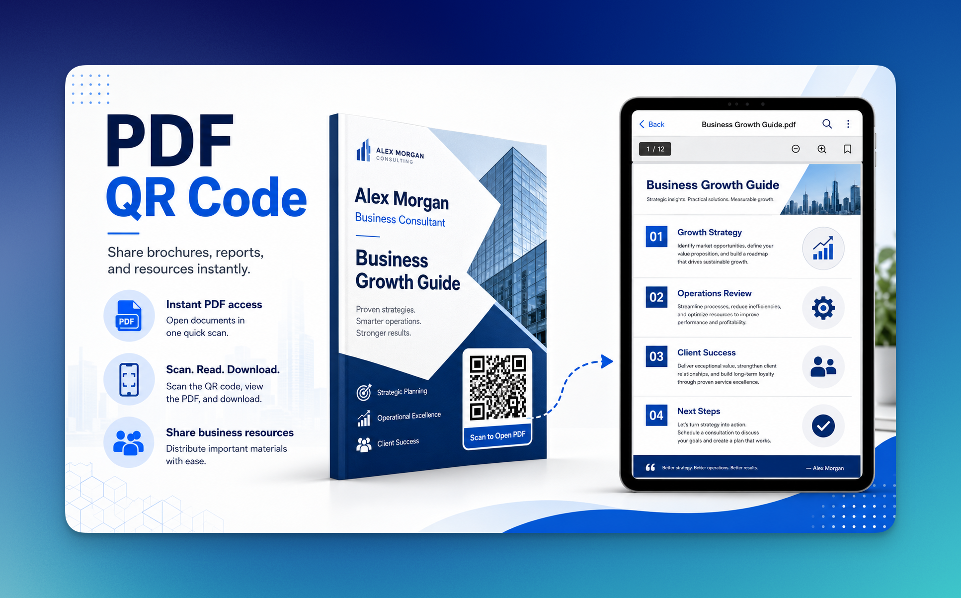 PDF QR code example for sharing a business growth guide, brochure, report, or downloadable resource with one scan.
