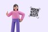 an illustration of a girl and a QR code next to her