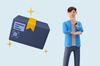 an illustration of a man thinking and a package with a QR code next to him