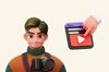 an illustration of a man holding a camera and a YouTube page next to him
