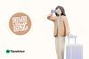 an illustration of a woman with suitcase and binoculars next to QR code and a Tripadvisor logo