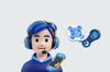 A cover image with images of a gamer and a qr code and steam icon on the right.