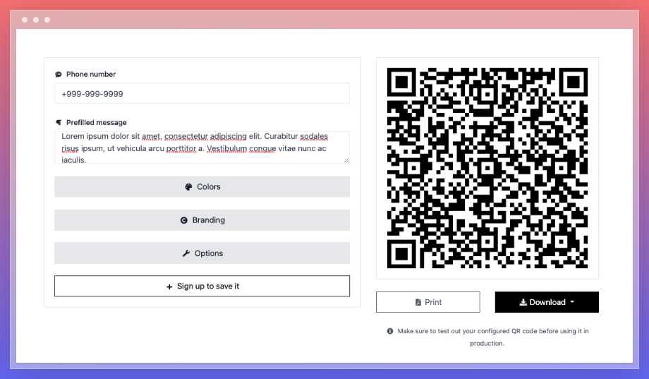 Sms Qr Code Generator