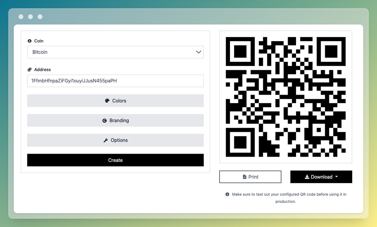 Crypto QR Code Generator QR Code Dynamic