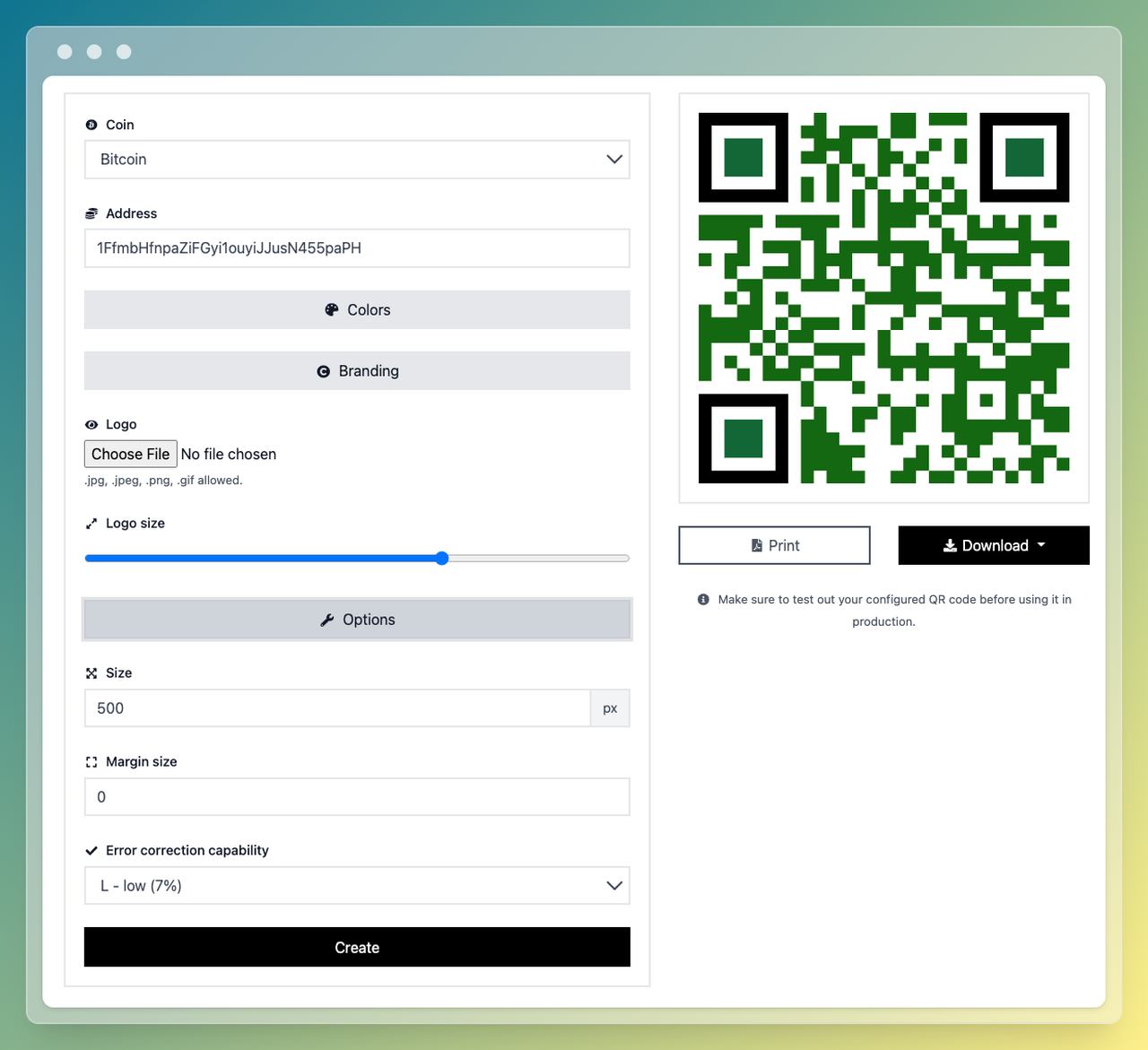 blockchain qr code api