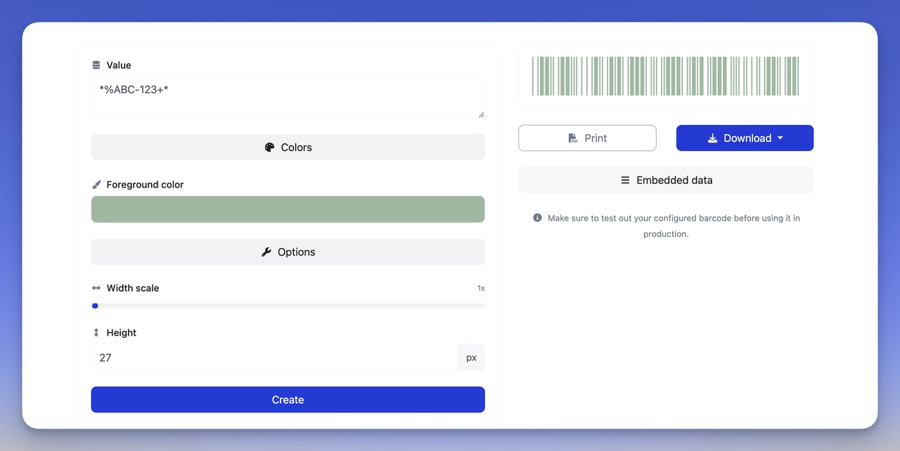 c39 customize the barcode step